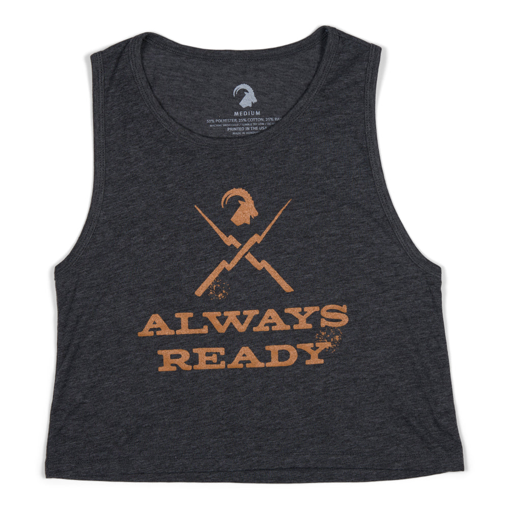 MTNTOUGH Always Ready Women's Festival Crop Tank Top - Charcoal