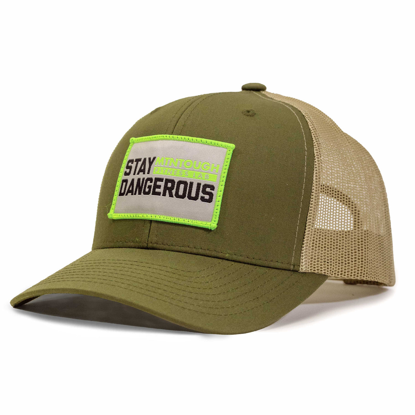 MTNTOUGH  Stay Dangerous Logo Patch - Moss/Khaki